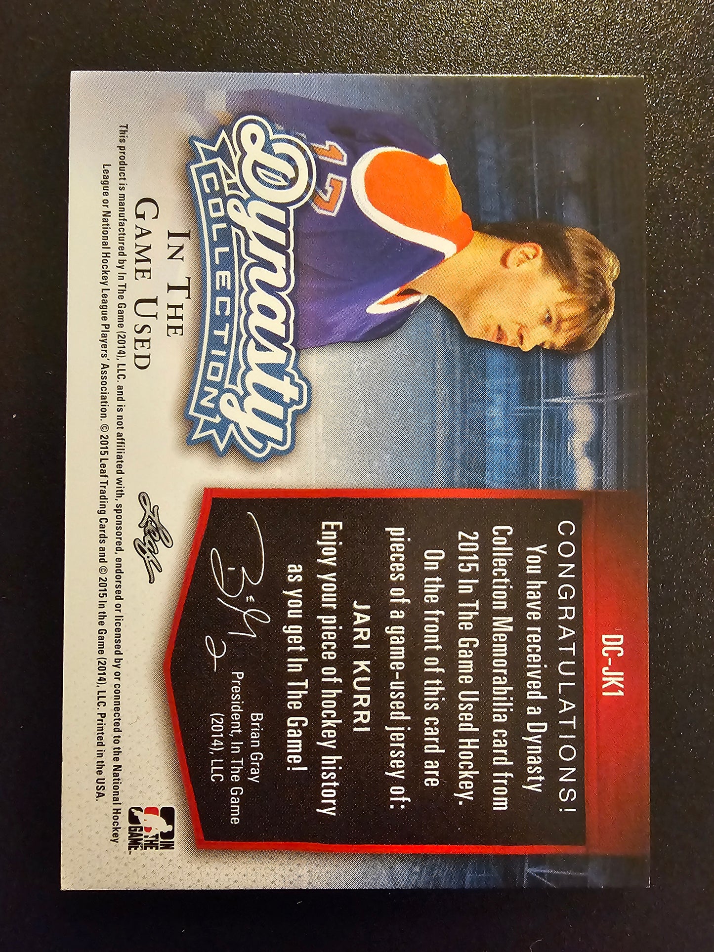 2014-15 In the Game Used - Dynasty Collection - Gold - Jari Kurri #DC-JK1 /15
