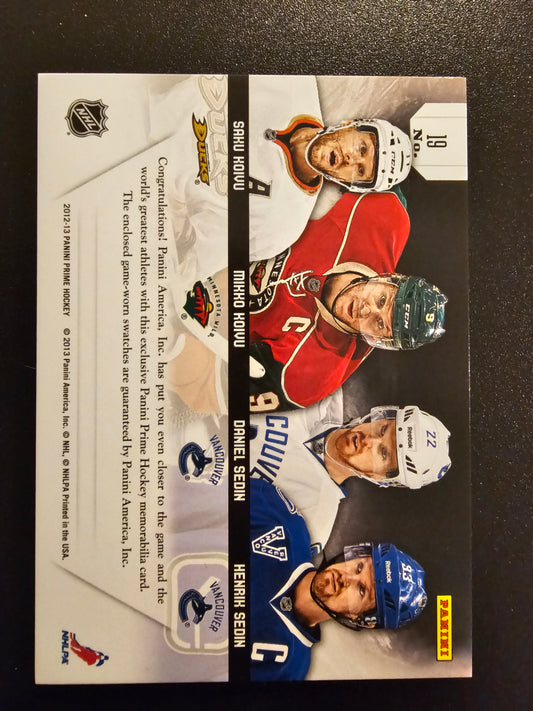 2012-13 Panini Prime - Prime Quads Saku Koivu / Mikko Koivu / Daniel Sedin / Henrik Sedin  #19 /50