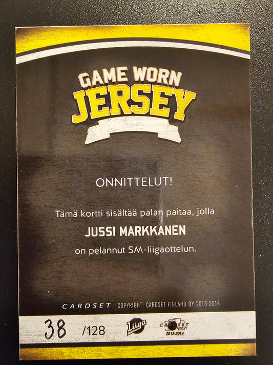 2013-14 Cardset - Game Worn Jersey - Jussi Markkanen /128
