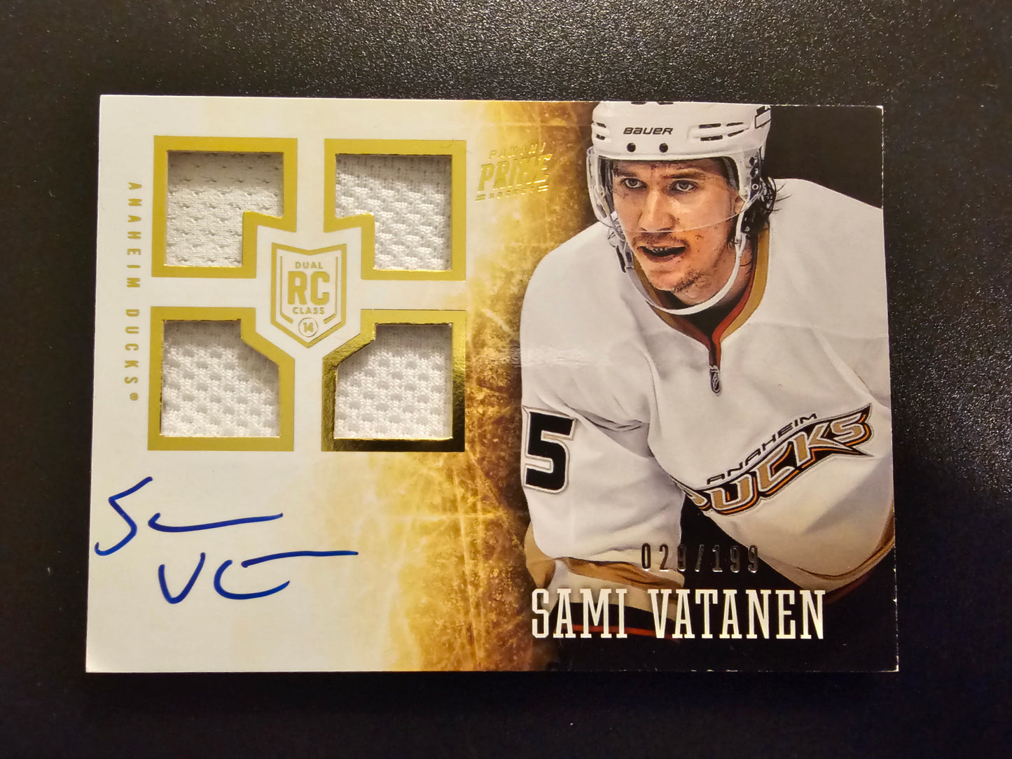 2013-14 Panini Prime - Rookie Patch Autograph - Sami Vatanen #150 /199 RC