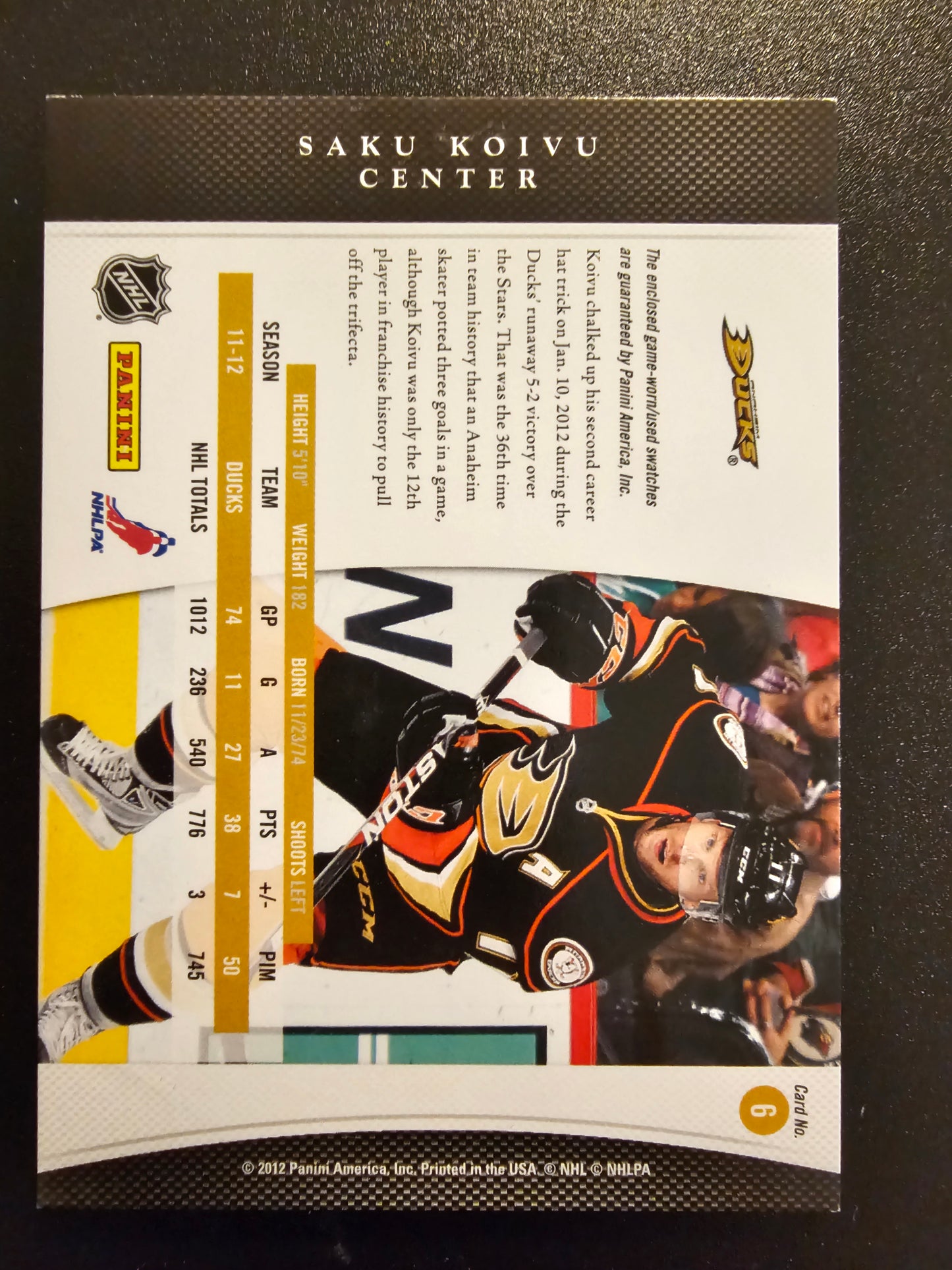 2011-12 Panini Rookie Anthology - Luxury Suite - Saku Koivu #6