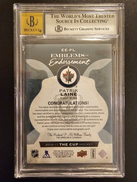 2016-17 Upper Deck The Cup Emblems of Endorsement Patrik Laine #EEPL BGS 9 Auto 10 RY