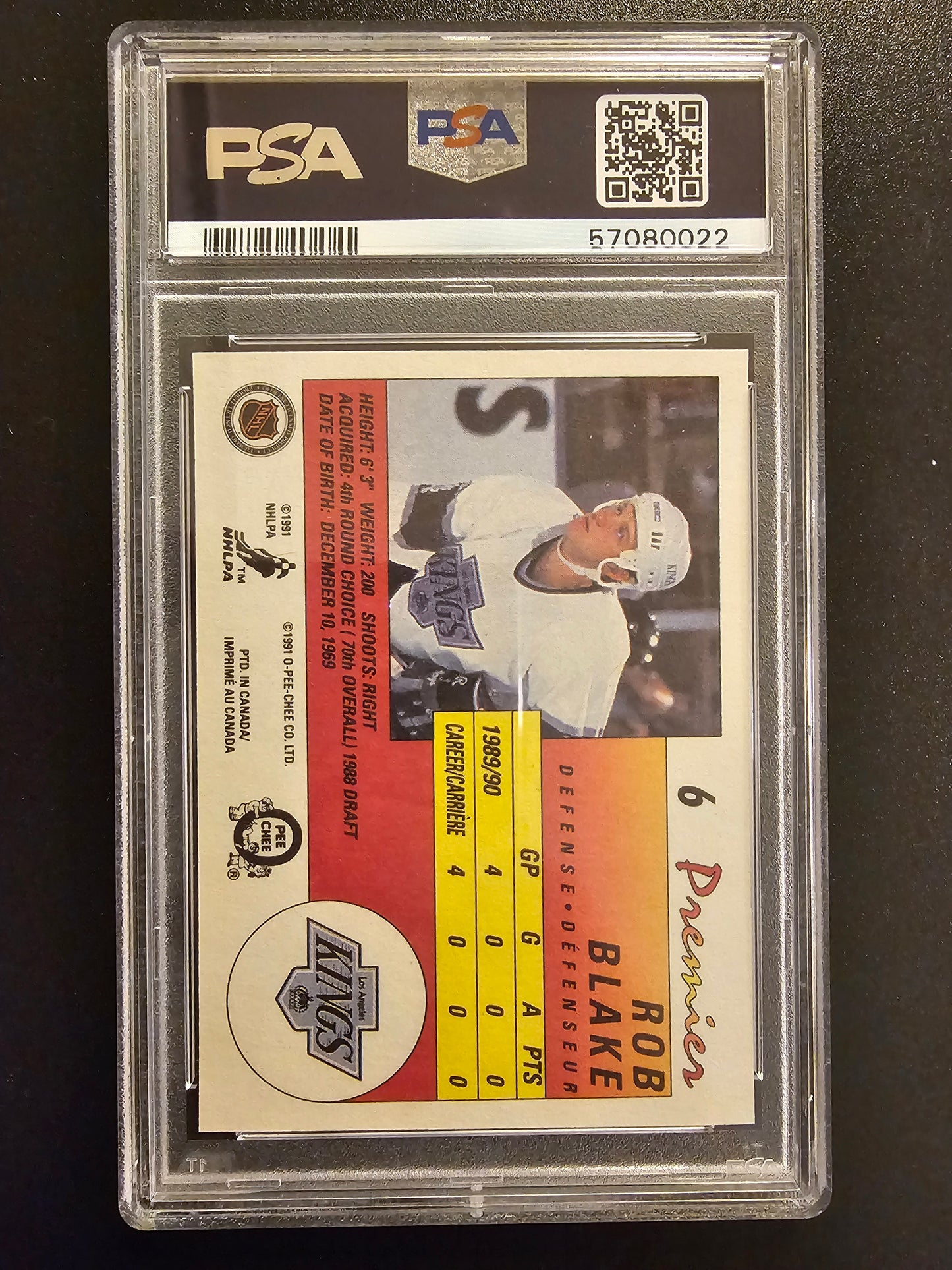 1990-91 O-Pee-Chee Premier - Rob Blake #6 PSA 10 RC