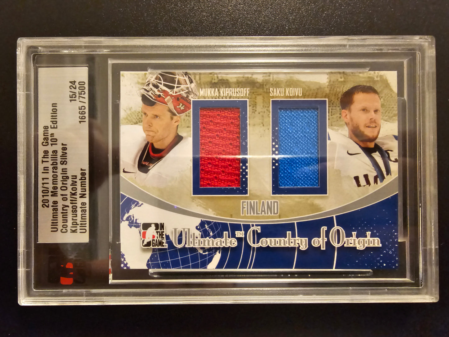 2010-11 ITG Ultimate Memorabilia Country of Origin Silver Miikka Kiprusoff / Saku Koivu #11 /24