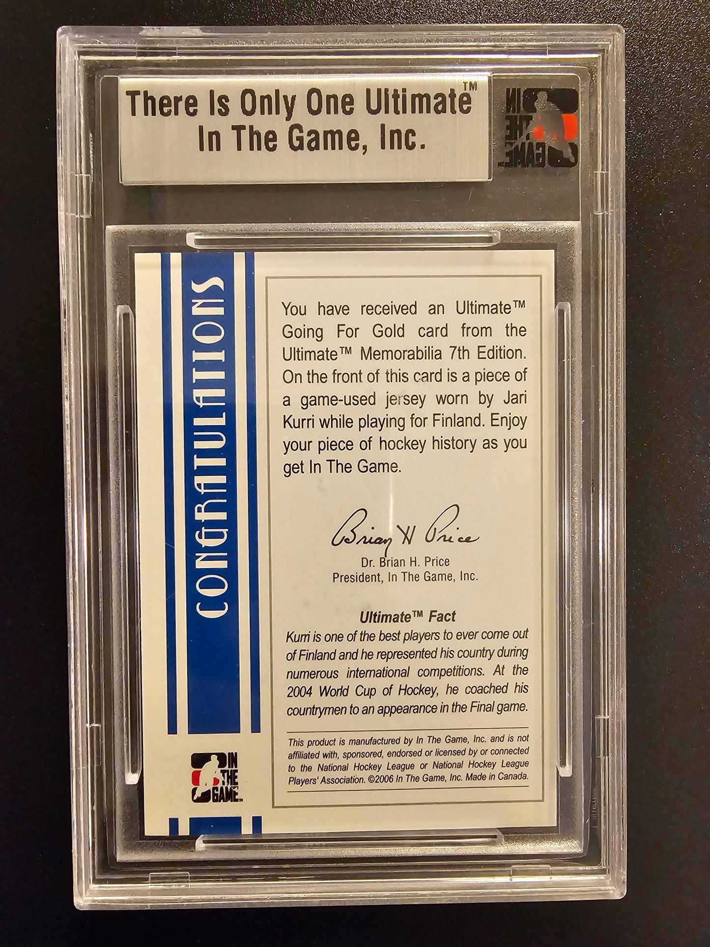 2006-07 In The Game Ultimate Memorabilia 7th edition Jari Kurri Going For Gold Silver /25