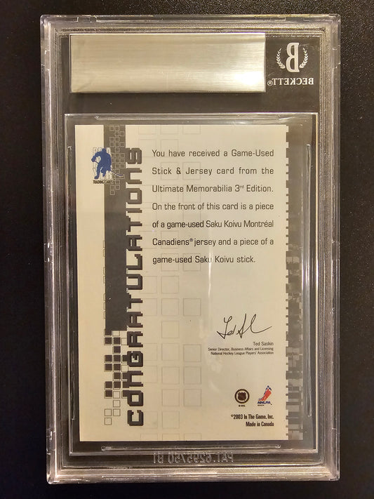 2002-03 In the Game Be A Player Ultimate Memorabilia 3rd Edition - Game-Used Stick and Jersey Saku Koivu /50