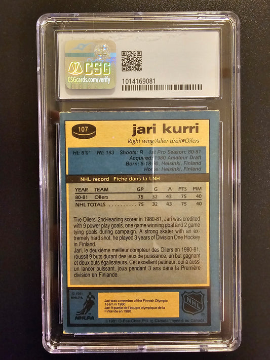 1981-82 O-Pee-Chee - jari Kurri RC #107 SGC 5.5