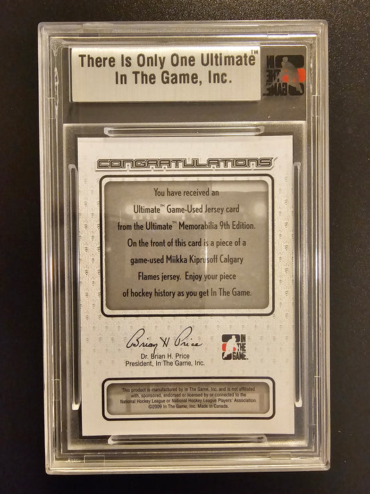2008-09 In the Game Be A Player Ultimate Memorabilia 9th Edition - Ultimate Game-Used Jersey Gold Miikka Kiprusoff 1of1