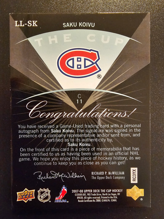 2007-08 Upper Deck The Cup Limited Logos Autographs Saku Koivu #LLSK /50