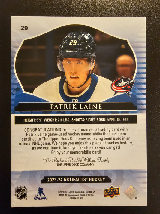 2023-24 Artifacts Materials Orange Patrik Laine #29 /15
