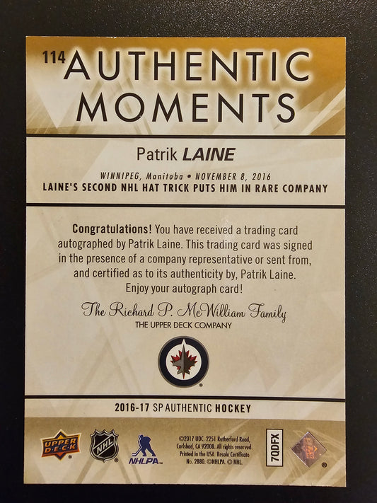2016-17 Upper Deck SP Authentic - Spectrum Autographs Patrik Laine #114 RC