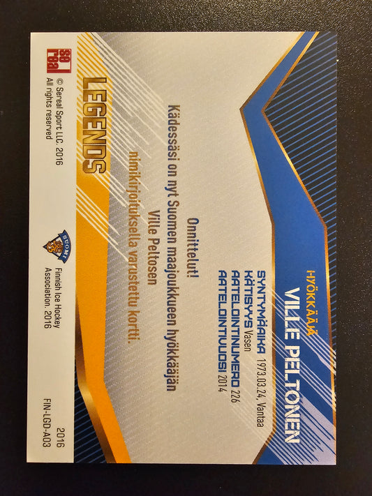 2016 Sereal Team Finland Legends Autograph Ville Peltonen #FIN-LGD-A03 /25