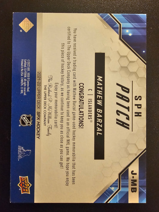 2021-22 Upper Deck SPx - Jersey - Patch Matthew Barzal #J-MB /25