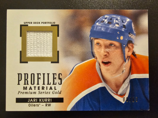 2015-16 Upper Deck Portfolio - Profiles Materials Jerseys - Gold Premium Series - Jari Kurri #PM-JK /13