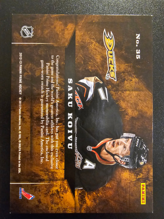 2012-13 Panini Prime Showcase Swatches Saku Koivu #35 /25