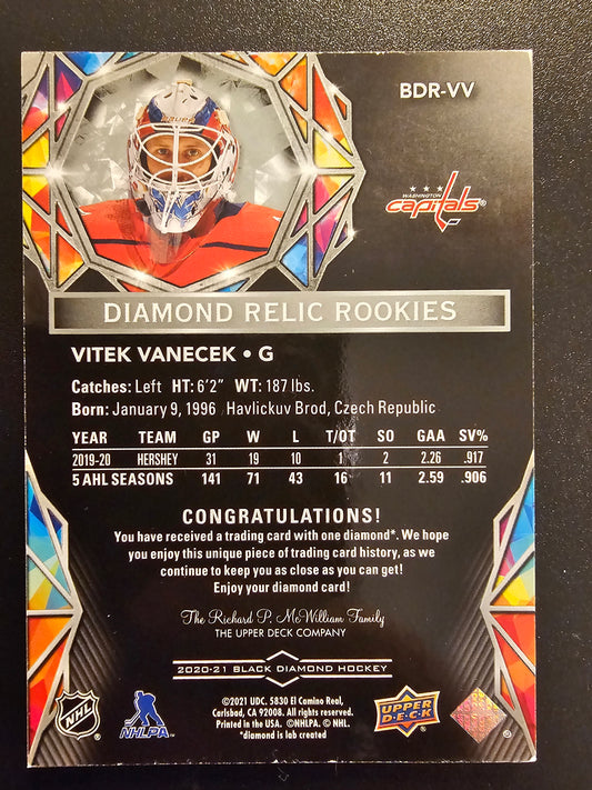 2020-21 Upper Deck Black Diamond - Diamond Relic Rookie Gems Vitek Vanecek #BDR-VV /99 RY
