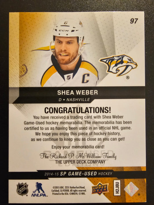2014-15 Upper Deck SP Game Used -  Gold Spectrum Prime Shea Weber #97 /50