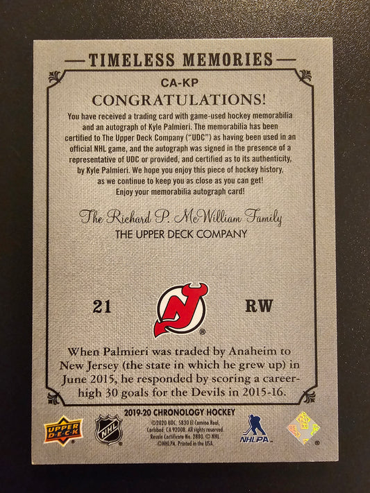 2019-20 Upper Deck Chronology - Canvas Autographs - Red Memorabilia Kyle Palmieri #CA-KP