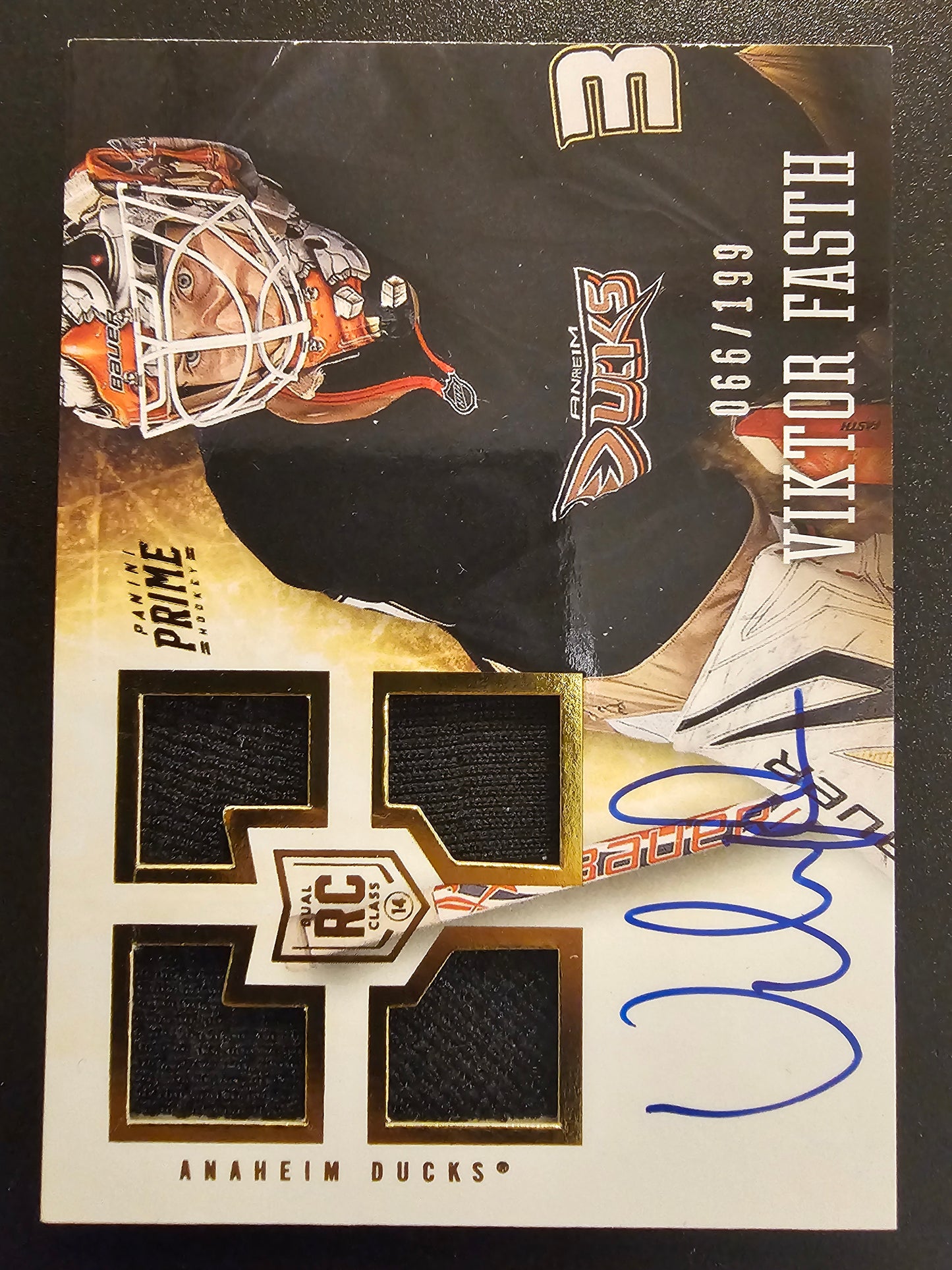 2013-14 Panini Prime - Rookie Patch Autograph - Viktor Fasth #101 /199 RC