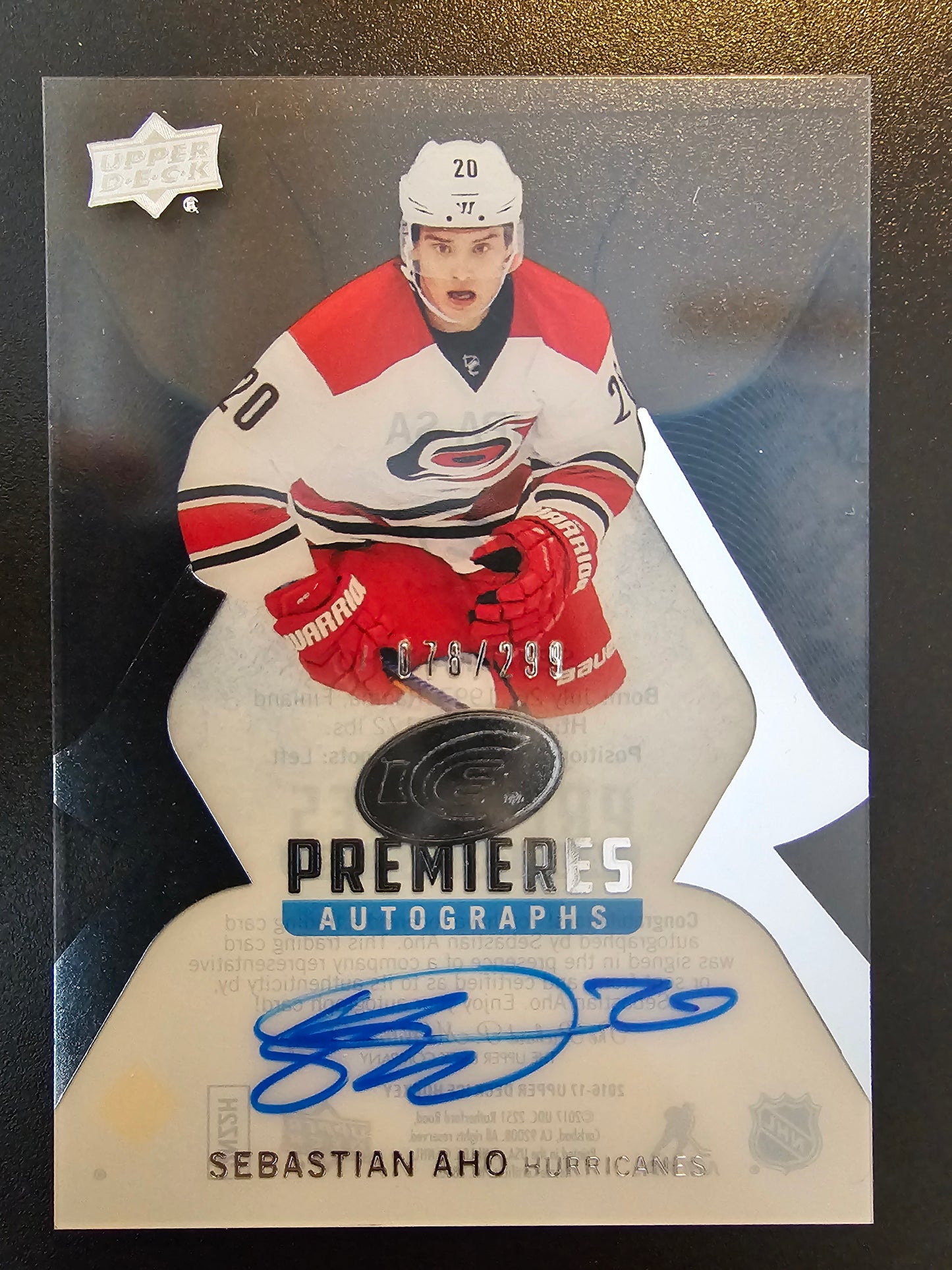 2016-17 Upper Deck Ice - Ice Premieres Autographs - Sebastian Aho #IPA-SA /299 RY