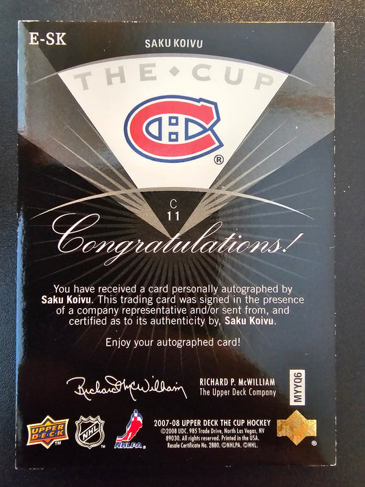 2007-08 Upper Deck The Cup - Cup Enshrinements Saku Koivu #E-SK /50