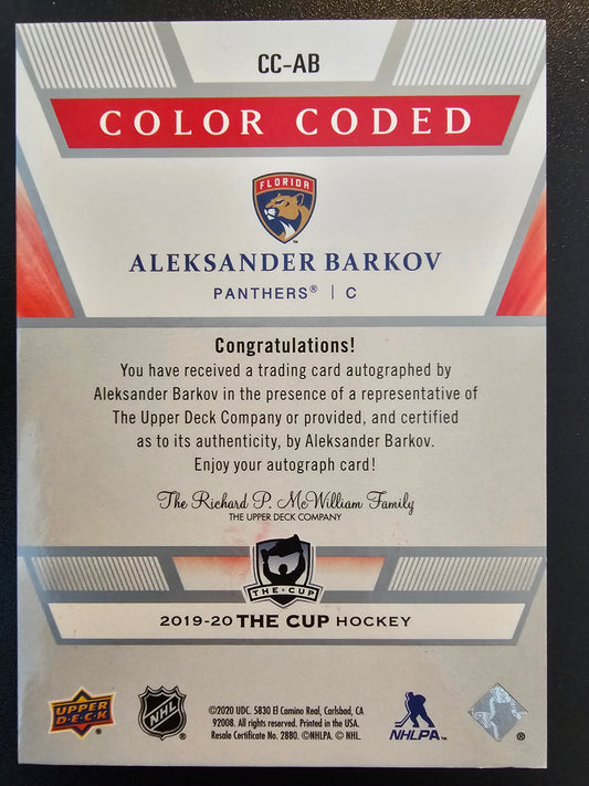 2019-20 Upper Deck The Cup - Color Coded Autographs Aleksander Barkov #CC-AB /22