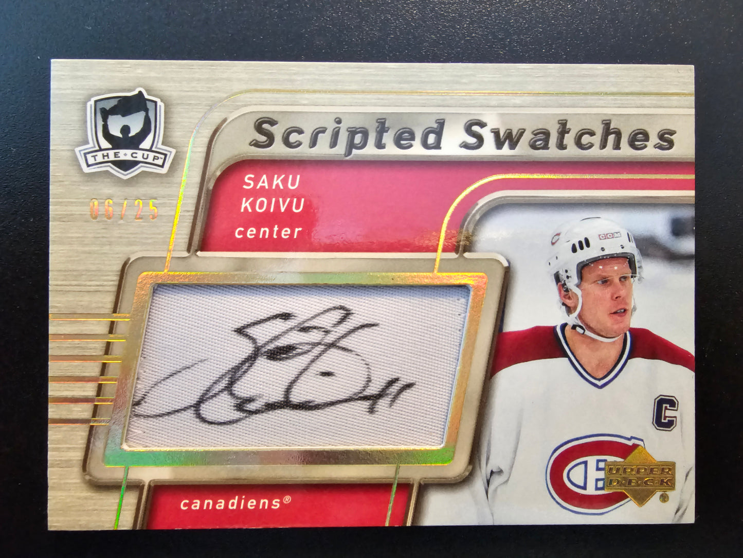 2005-06 Upper Deck The Cup - Scripted Swatches - Saku Koivu #SS-SK /25