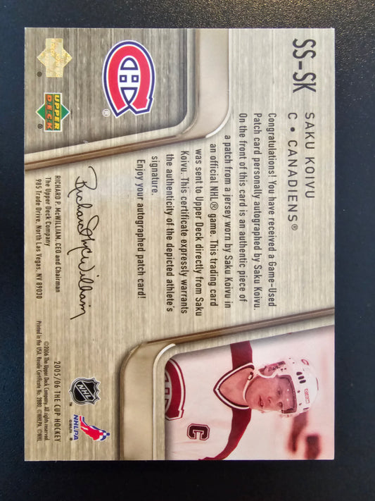 2005-06 Upper Deck The Cup - Scripted Swatches - Saku Koivu #SS-SK /25