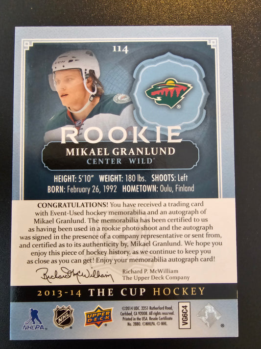 2013-14 Upper Deck The Cup - Gold Patches Autographs - Mikael Granlund #114 /64 RC