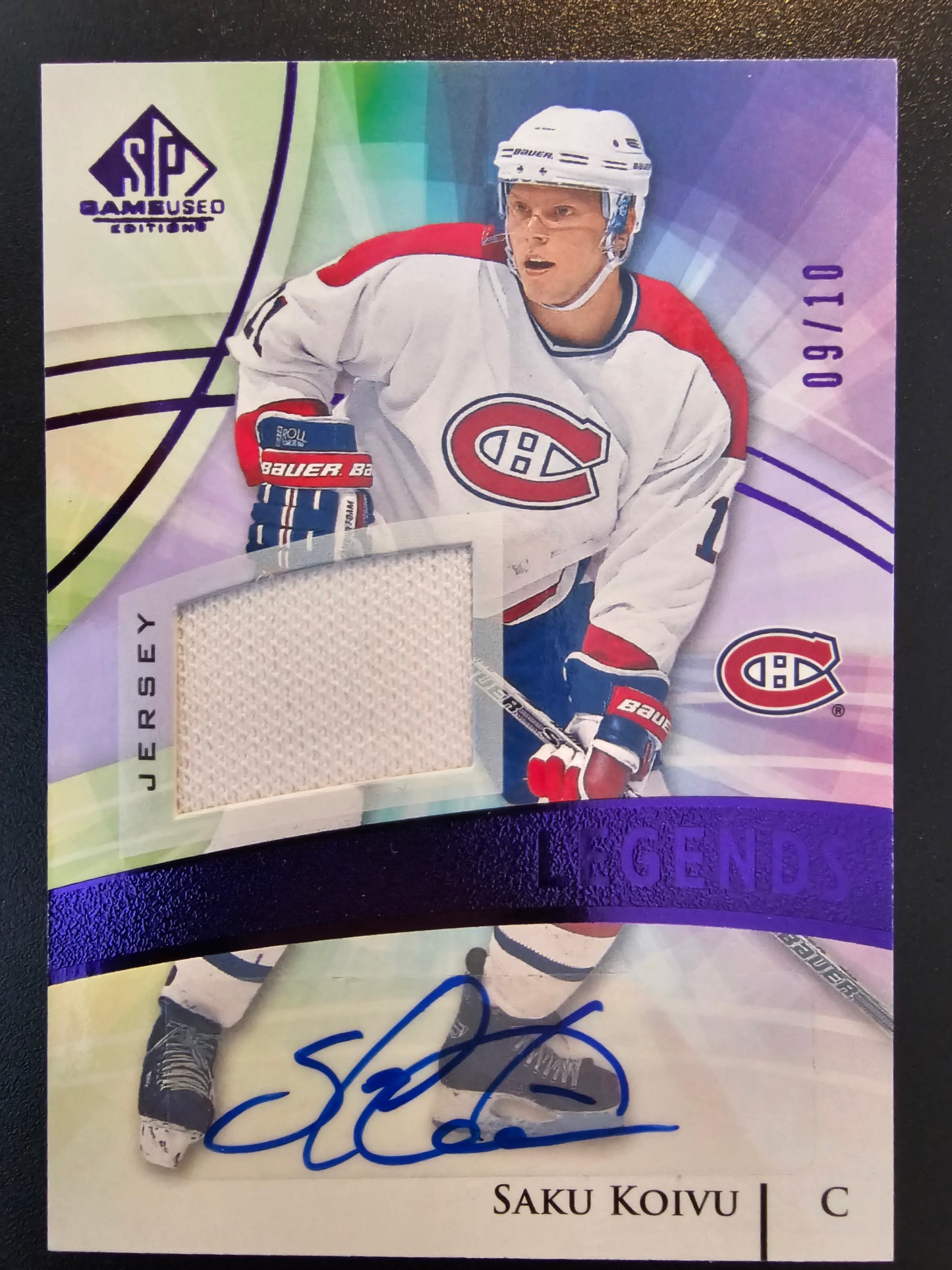 2020-21 Upper Deck SP Game Used - Purple Auto Jersey - Saku Koivu #117 /10