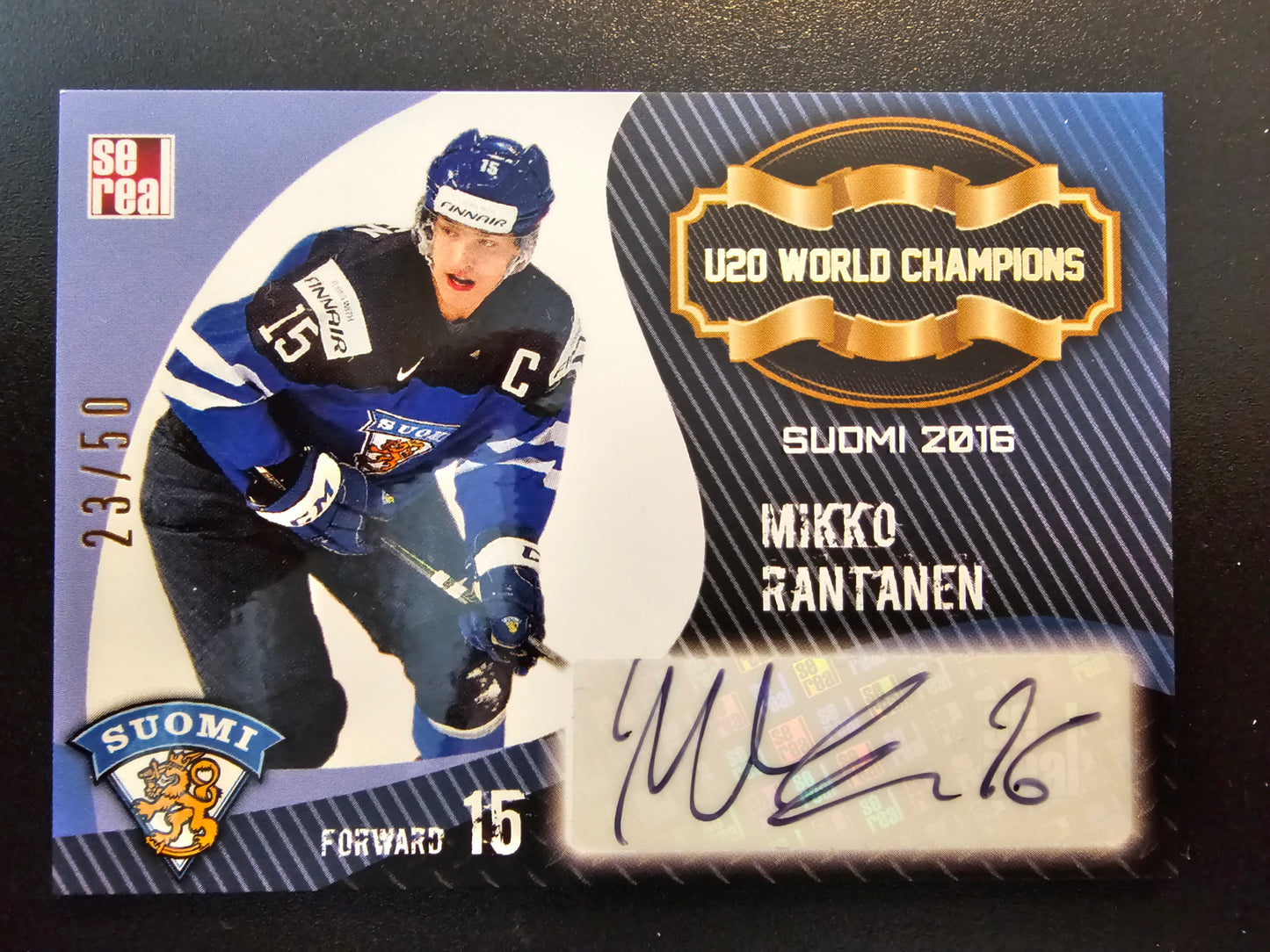 2016 Sereal Team Finland U20 World Champions Autograph Mikko Rantanen #FIN-U20-A07 /50