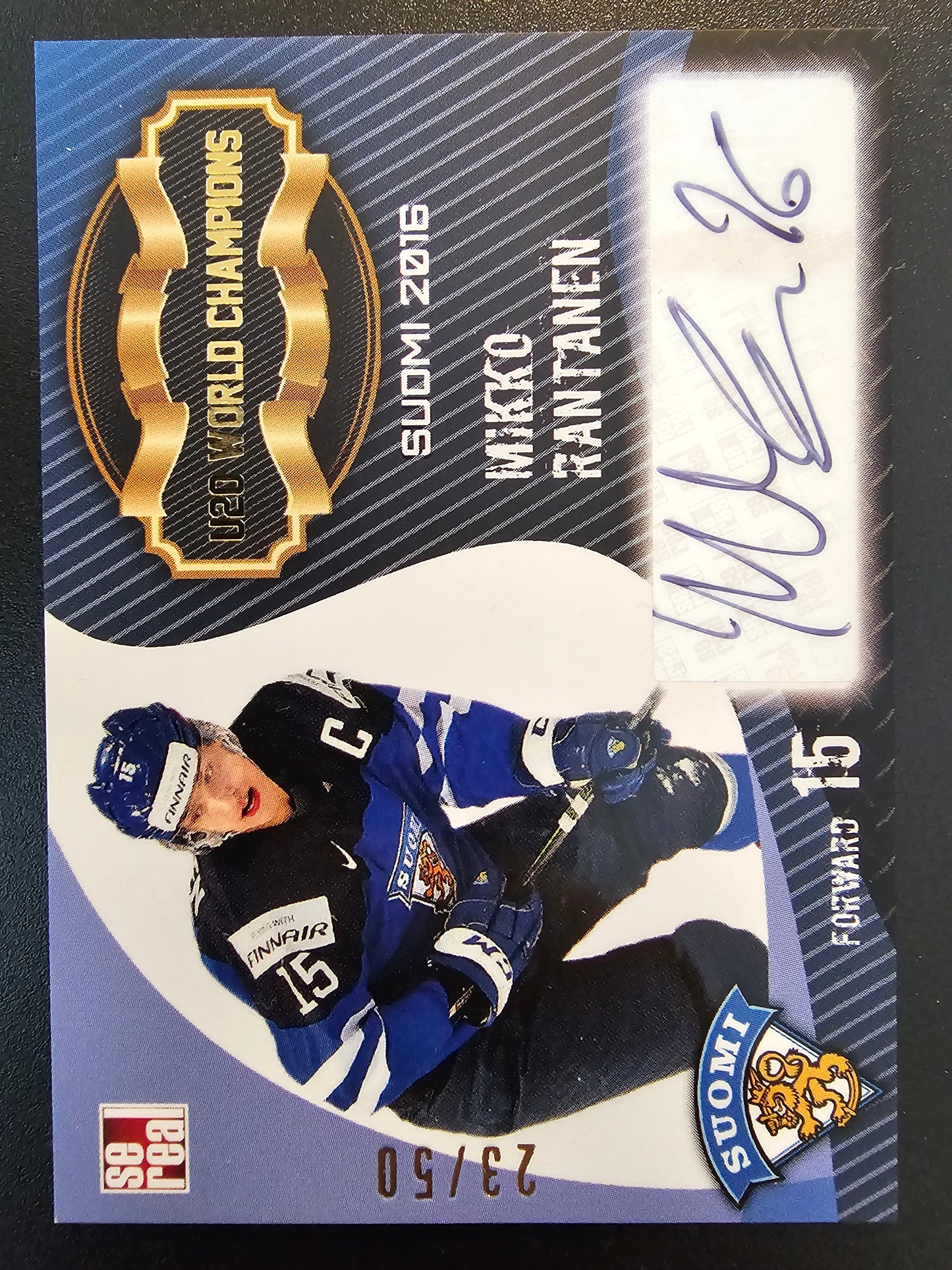 2016 Sereal Team Finland U20 World Champions Autograph Mikko Rantanen #FIN-U20-A07 /50
