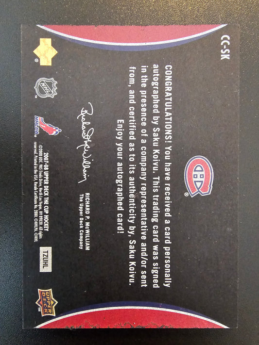 2007-08 Upper Deck The Cup - Chirography - Saku Koivu #CC-SK /50