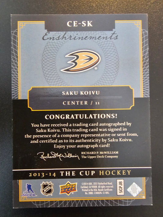 2013-14 Upper Deck The Cup - Enshrinements - Saku Koivu # CE-SK /60