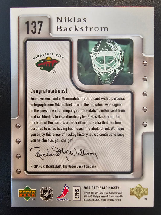 2006-07 Upper Deck The Cup RPA - Niklas Backstrom #137 /249 RC