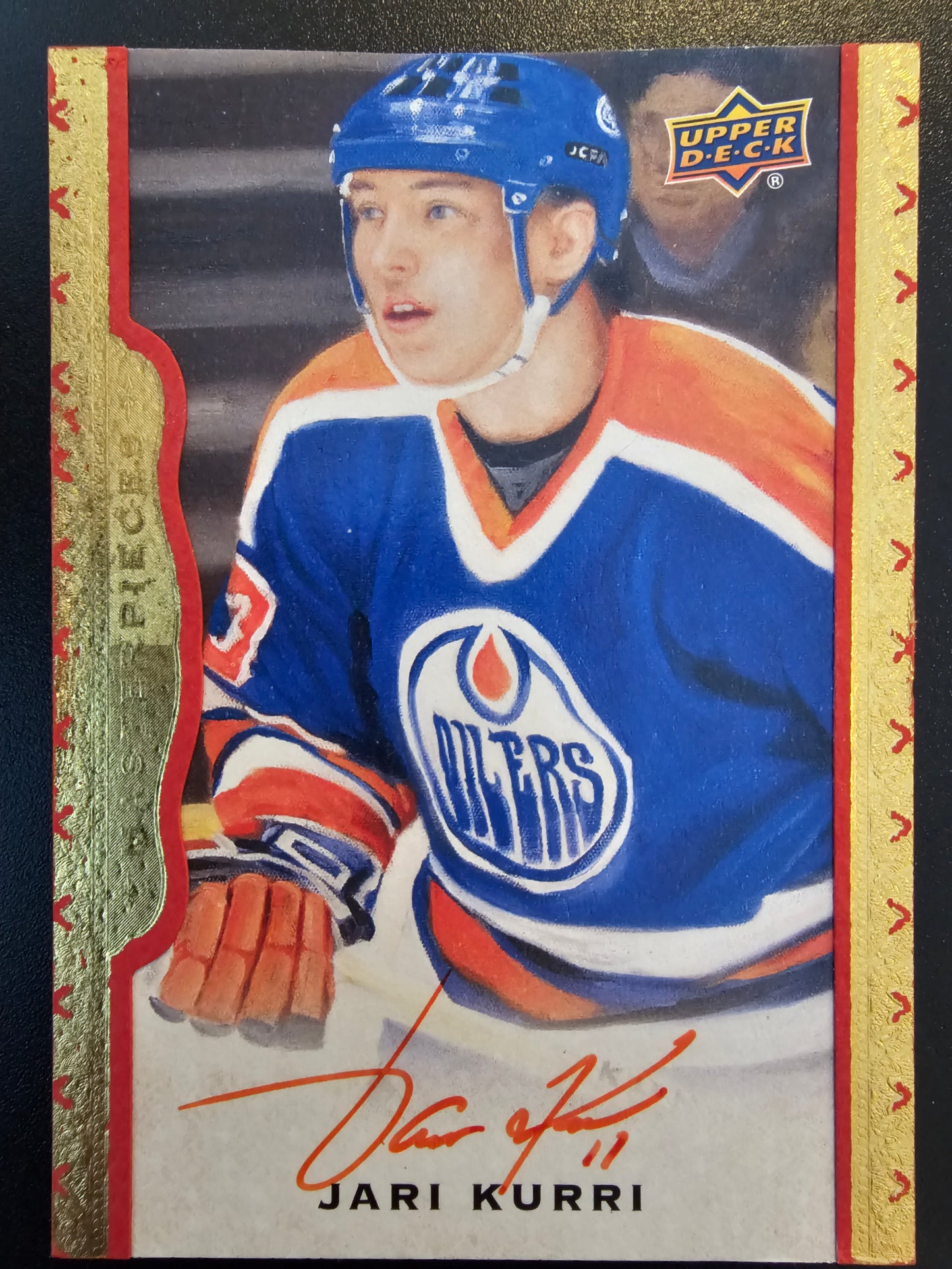2014-15 Upper Deck Masterpieces - Red Framed Autographs - Jari Kurri #143 jersey numbered 17/30