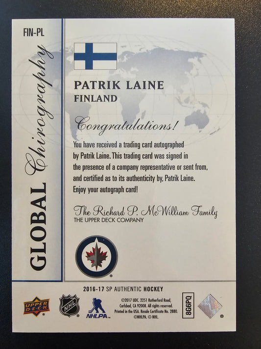 2016-17 SP Authentic - Global Chirography - Patrik Laine #FIN-PL RY
