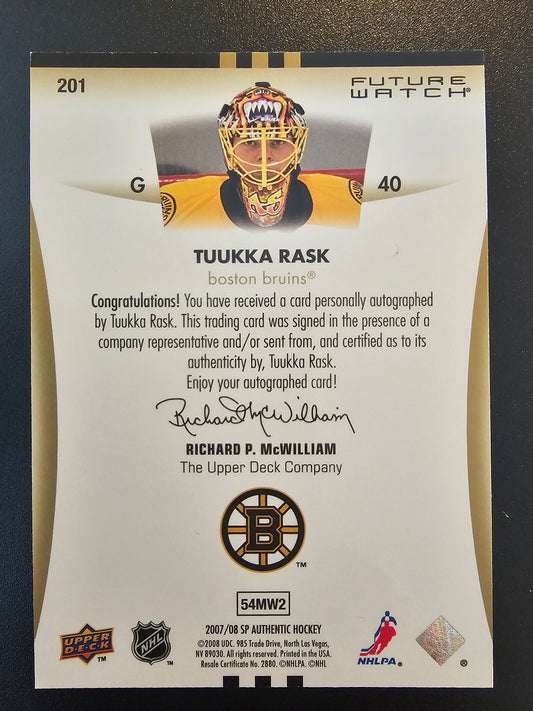 2007-08 Upper Deck SP Authentic Future Watch - Tuukka Rask #201 /999 RC