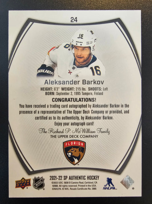 2021-22 Upper Deck SP Authentic - Limited Autographs Gold Black - Aleksander Barkov #24