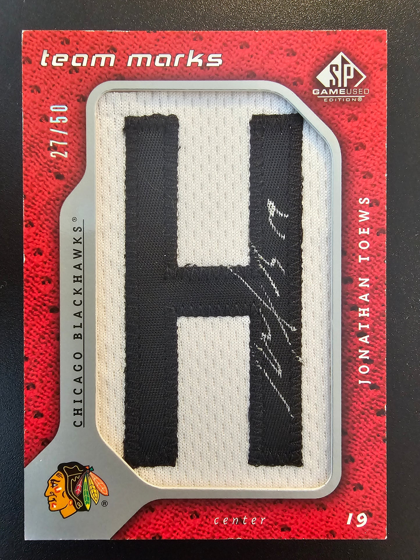 2008-09 Upper Deck SP Game Used Edition - Team Marks Jonathan Toews #TM-JT /50