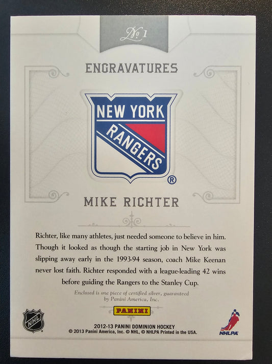 2012-13 Panini Dominion - Engravatures - Mike Richter #1 /10