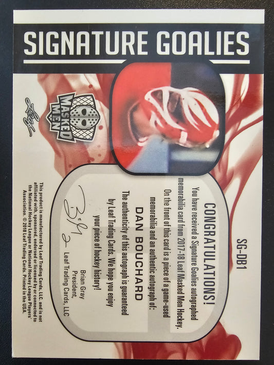 2017-18 Leaf Masked Men - Signature Goalies Gold Dan Bouchard #SG-DB1 1of1