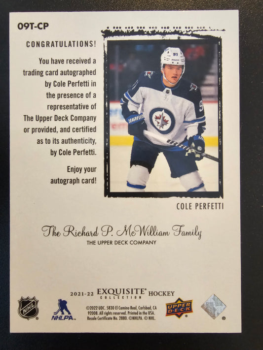 2021-22 Upper Deck Ice - 2009-10 Exquisite Collection Rookie Auto Cole Perfetti #09T-CP /49 RY