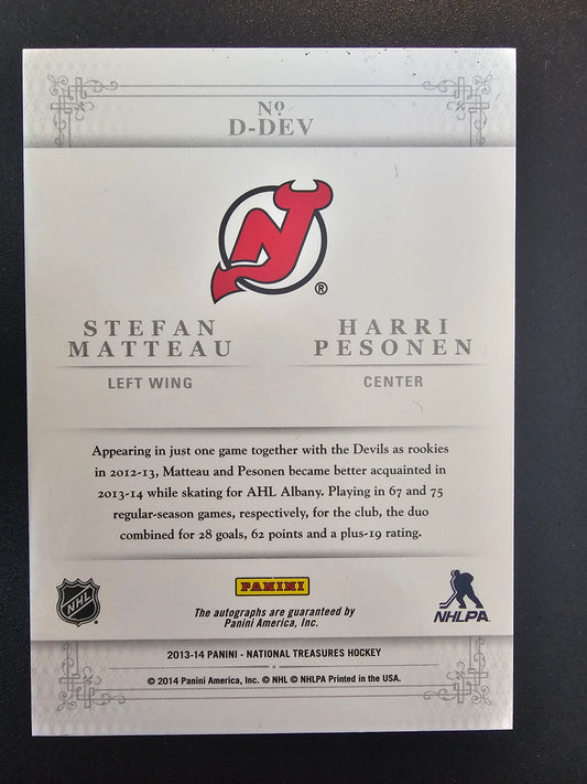2013-14 Panini National Treasures - Duals Janne Pesonen / Stefan Matteau #D-DEV /100 RY