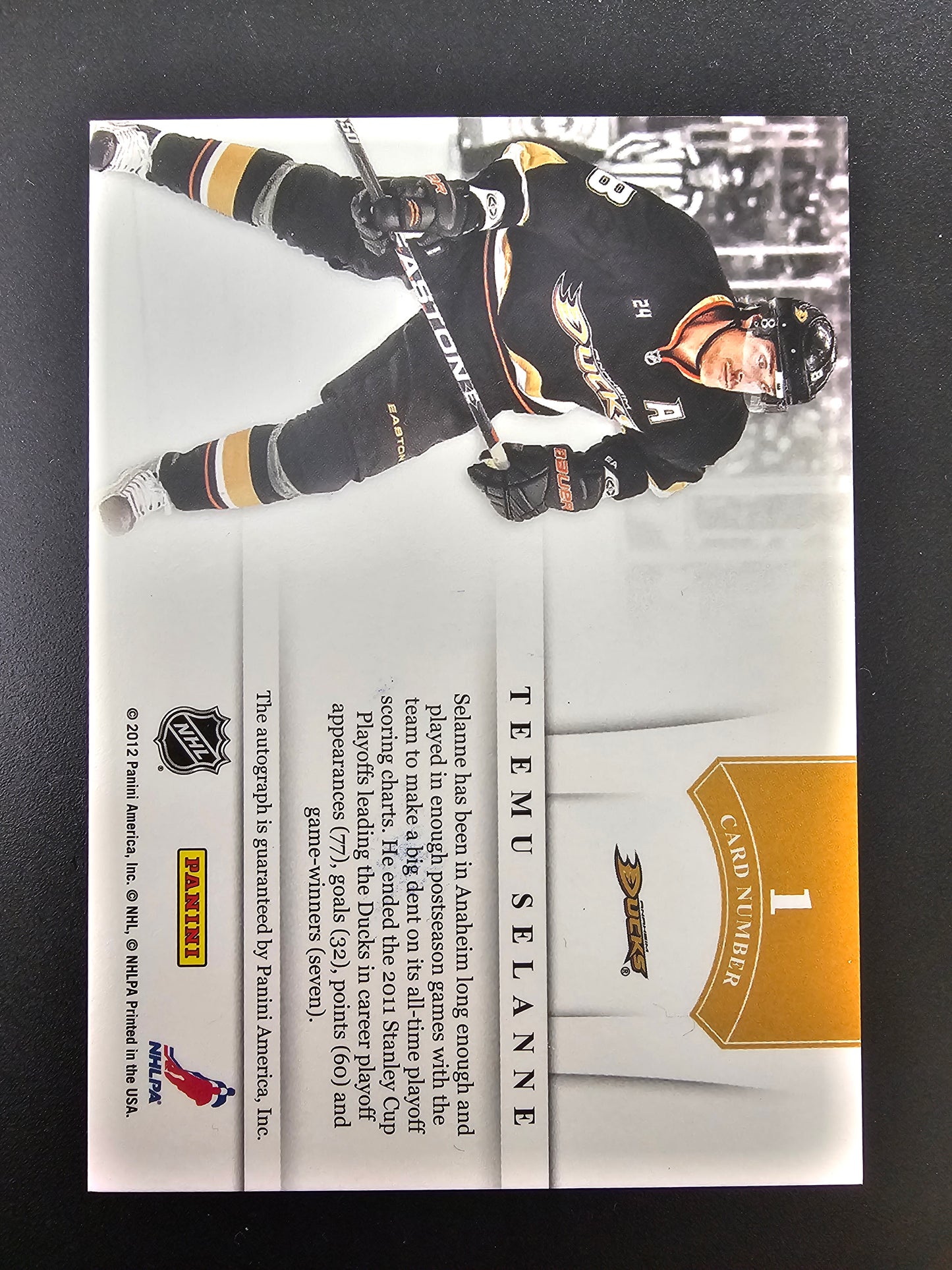 2011-12 Panini Playoff Contenders - NHL Ink - Teemu Selanne #1
