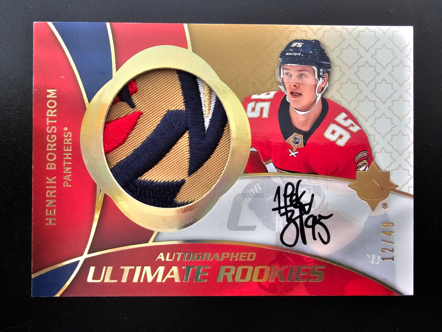 2018-19 Upper Deck Ultimate Collection - 2008-09 Retro Rookies Auto Patch - Henrik Borgstrom #RRPA-HB /49 RY