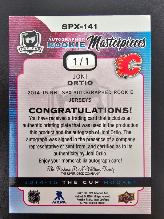 2014-15 The Cup Autographed Rookie Masterpieces printing plate - Joni Ortio #SPX-141 - 1of1 RC