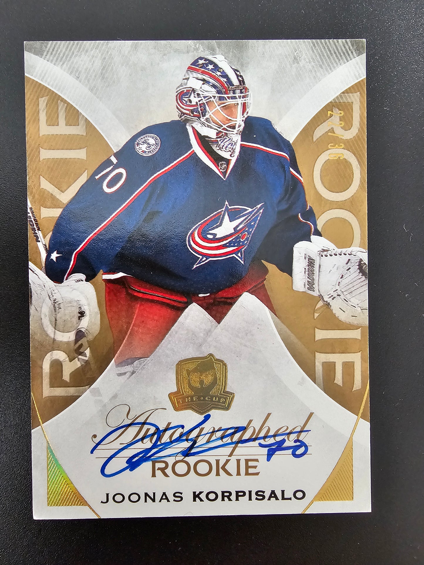 2015-16 Upper Deck The Cup - Gold Spectrum Foil Autographed Rookie - Joonas Korpisalo #129 /36 RC