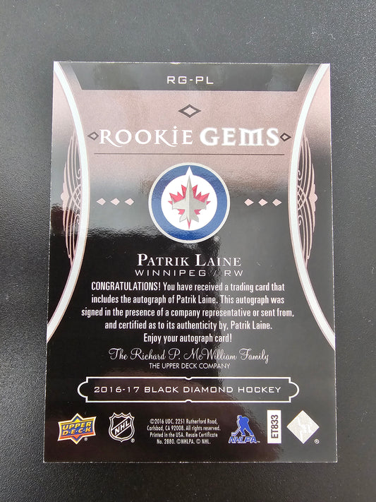 2016-17 Upper Deck Black Diamond - Rookie Gems - Pure Black Signatures - Patrik Laine #RG-PL /99 RY