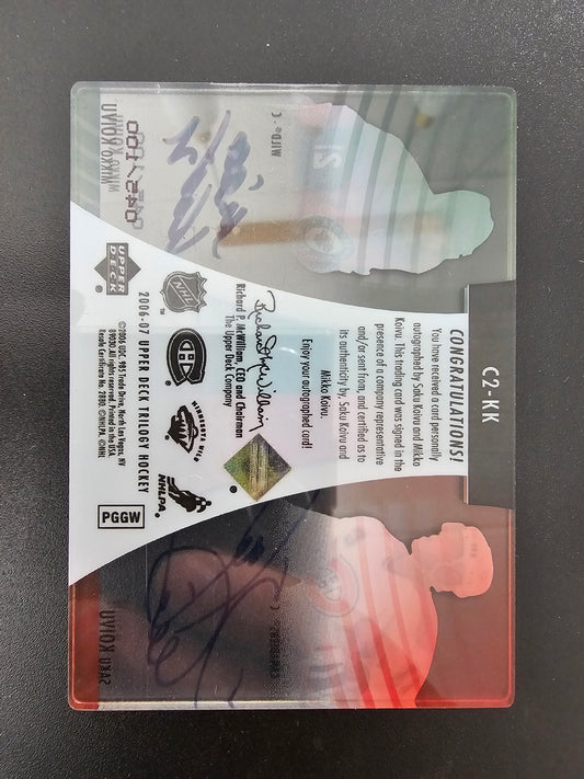 2006-07 Upper Deck Trilogy 1-2 Combo Clearcut - Saku Koivu - Mikko Koivu #C2-KK /100